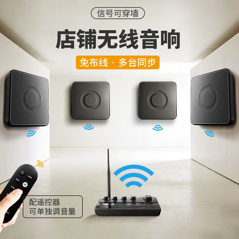 可充电壁挂无线音响店铺专用美容院足疗按摩店蓝牙音箱播放器饭厅