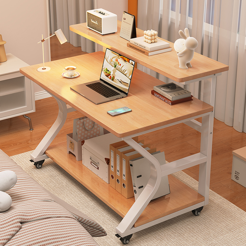 Computer Desk for Home Use in the Bedroom, Movable Desk, Study Desk, Small Apartment Desktop Office Desk, Simple Bedside Table for Lazy People