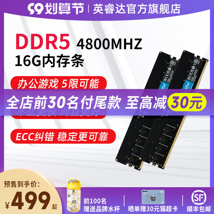 British Ruida official 4800 ddr5 memory 16G 32G desktop computer Micron particle game bar