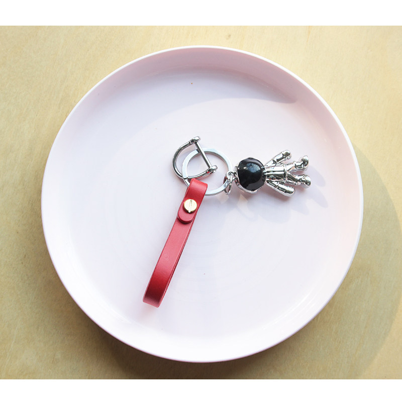 Astronaut Personality Car Key Buckle Pendant custom handmade genuine leather male stainless steel key buckle female couple