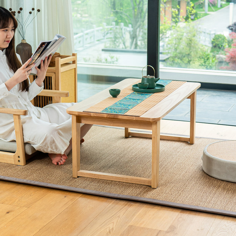 Japanese-style folding tatami coffee table bed solid wood balcony rectangular sitting window sill bay window low table small kang table