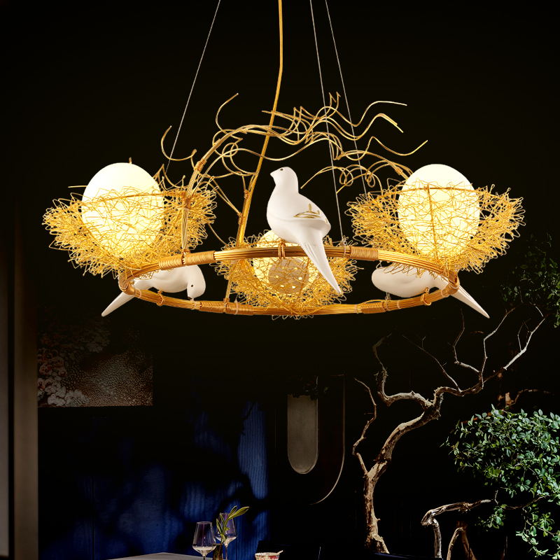 Nordic Creative Modern Minimalist Branch Bird's Nest Chandelier for Living and Dining Room, Personalized Romantic and Warm Artistic Bird Bedroom Lamp Nordic Creative Modern Minimalist Branch Bird's Nest Chandelier for Living and Dining Room, Personalized Romantic and Warm Artistic Bird Bedroom Lamp