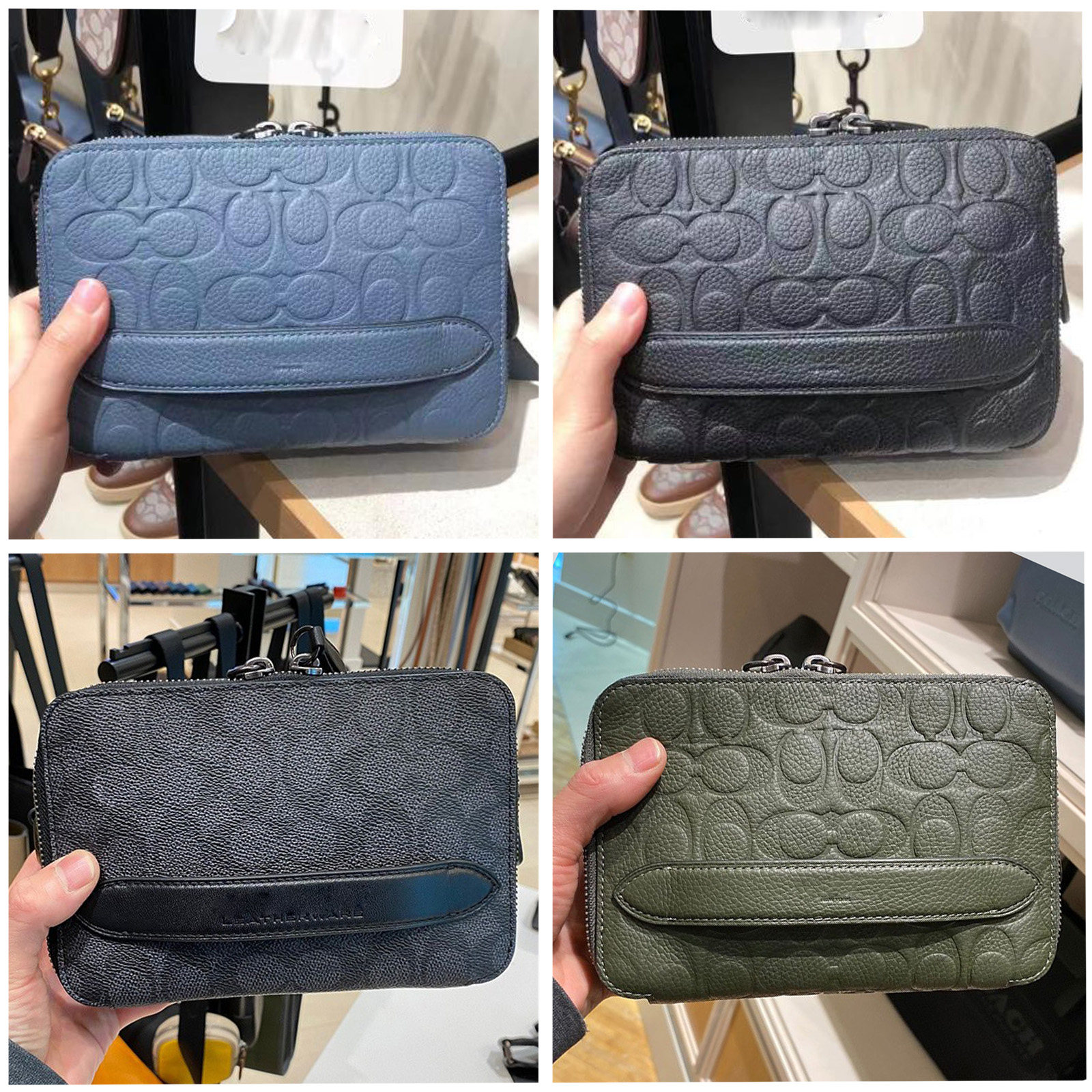 New men's bag Charter double zipper wrist bag Crossbody hand grab bag single shoulder inclined satchel c2609-Taobao