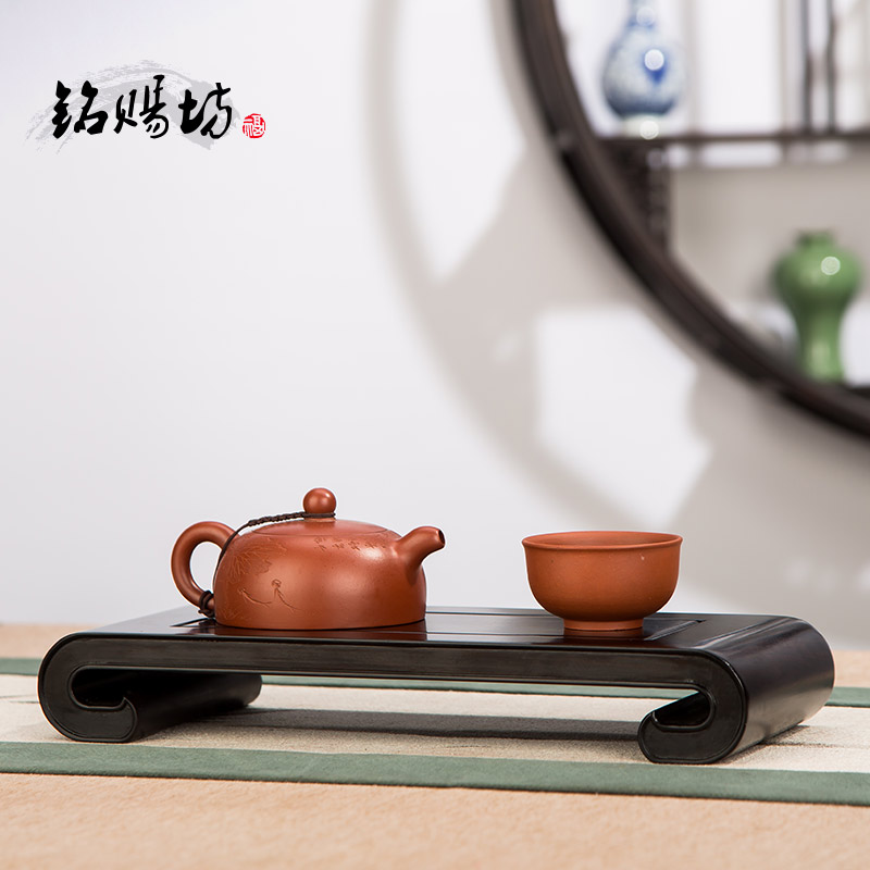 Purple sandalwood scroll base solid wood purple sand pot crafts long strip decoration vase boutique mahogany Buddha statue bracket