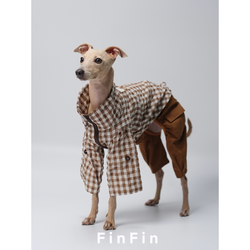 Finfin "Waffle" Bubble Cotton Detachable Sleeve Dog Two-Legged Zipper Jacket for Small Greyhounds and Whippets