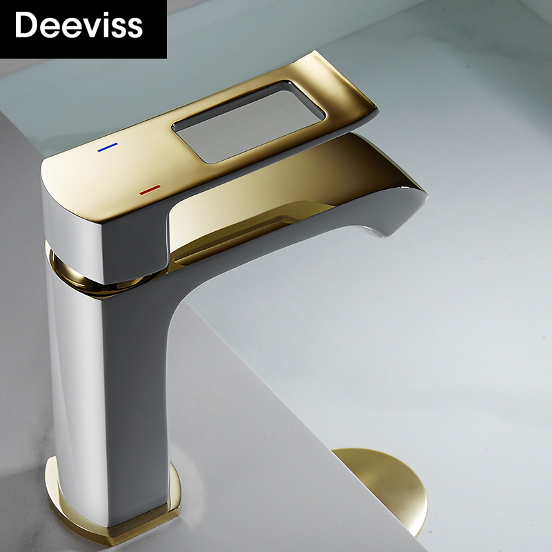 Full copper platinum color surface basin tap hot and cold restroom make-up room Home washbasin washbasin tap Nordic