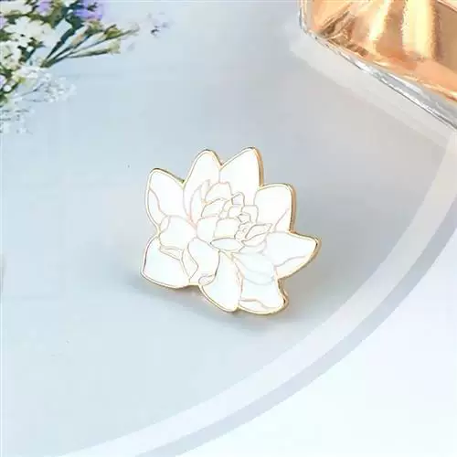 [Buddhism White Lotus Flower Enamel Pin Floral Plant Brooches]
