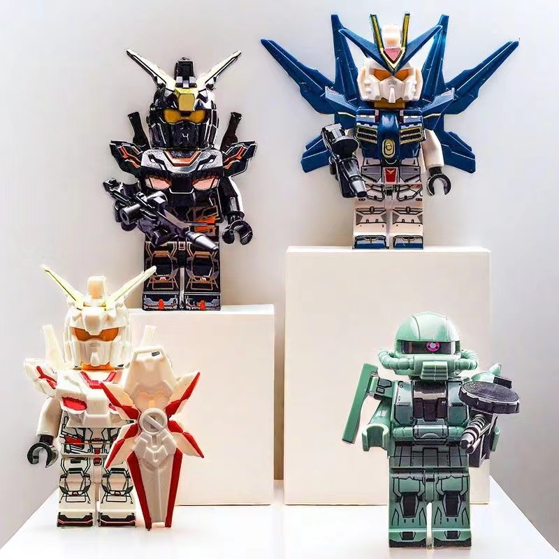 ガンダムビルディングブロックは、レゴミニフィギュア、メカ戦士、教育用組み立ておもちゃ、4歳の男の子の誕生日プレゼントに適しています。