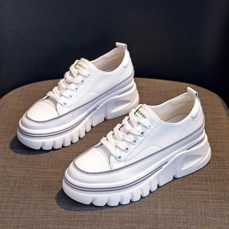 Goddess daily wear ~ leather inner heightening small white shoes explosion style all-match casual thick-soled platform shoes