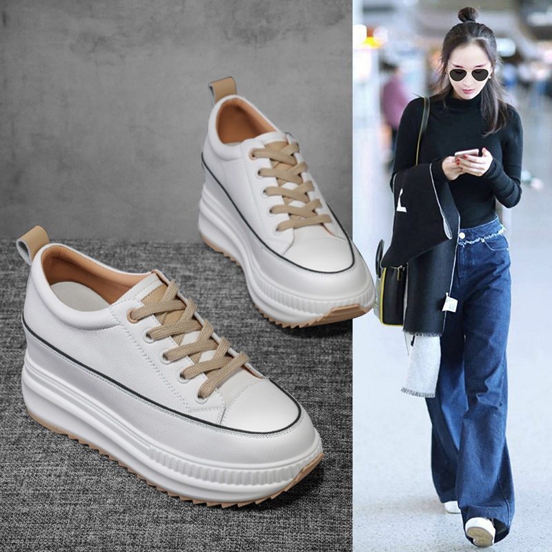 Goddess Small Gospel ~ Genuine Leather Small White Shoes Thick-soled Casual Sponge Cake All-match Inner Heightening Explosive Women's Shoes