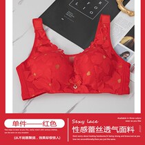 Lingerie Womens thin section Large breasted with small Sexy Sexy Poly-Woo Big Code Anti-Drooping Collecting and Adjusted Without Steel Ring Bra