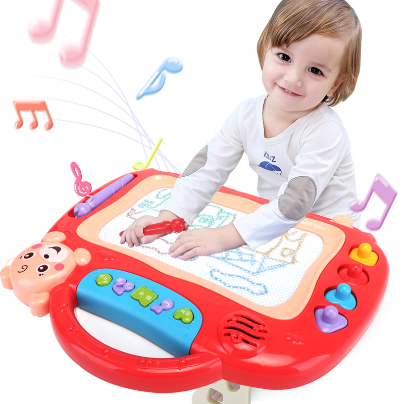 Children's magnetic drawing board writing graffiti colored panels with music writing boards erasable write toddler toys 2-3-three-year-old