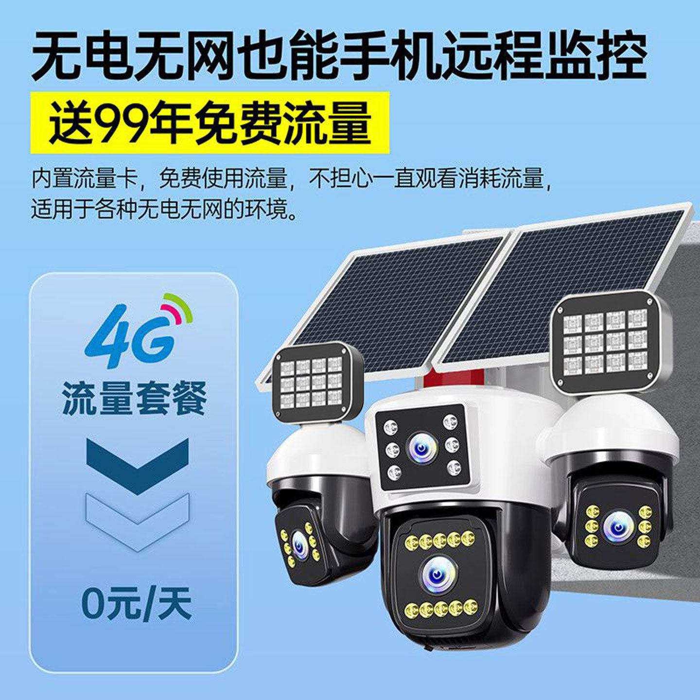 Solar-Powered Surveillance Camera 2025 New Model 360-Degree No Blind Spots No Need for Power Plug 5g Mobile Phone Remote No Internet Required