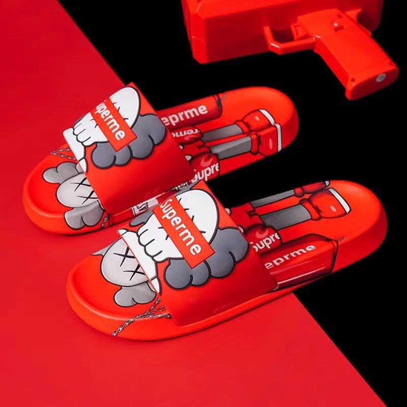 Red slippers female natal year national trend female ins tide summer couples wear non-slip soft bottom outdoor net red super hot