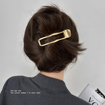 Geometric rectangular irregular hairpin for women with hair on the back of the head one-word grabber cold style metal duckbill clip headwear