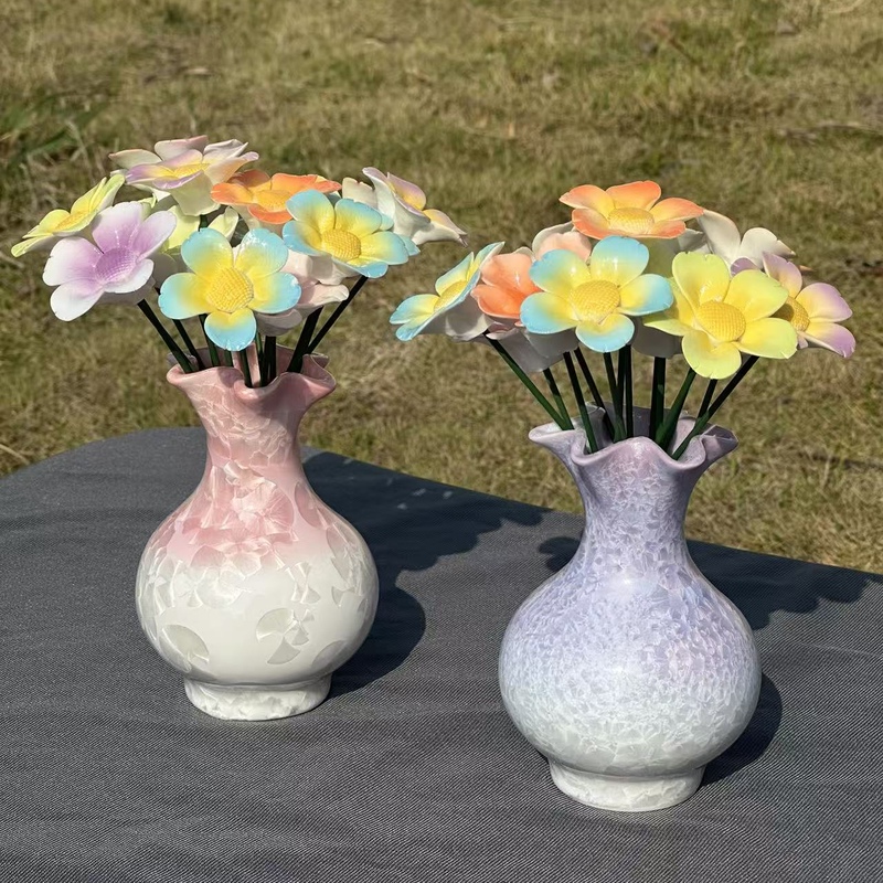 Jingdezhen Ceramic Crystal Glaze Small Vase for Home Living Room, Study, Dining Room Tabletop Flower Arrangement Decoration