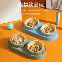 Cross-border new pet bowl double bowl cat face anti-tip stainless steel pet bowl cute cat rice bowl cat bowl