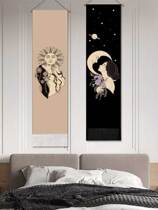 Starsand Moon Girl Black and White Series Home Tapestry Wal