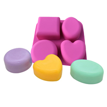 4 Cavity Soap Molds Round Oval Heart Square Shape 3D Forms S