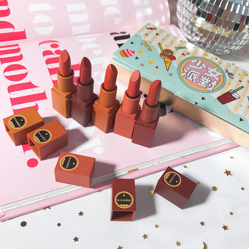 Five Lipstick Boxes Courtesy box Affordable Student Women Bean Sand Color Small Crowdbrand Big Card Trial Package Vegan Lip Balm