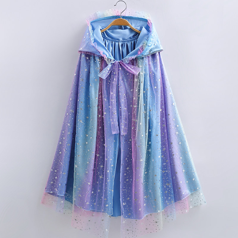Female children Christmas Seven Rainbow nets Veil Ribu Cape Spring Autumn Winter New Baby Even Hat Love Princess Cloak-Taobao
