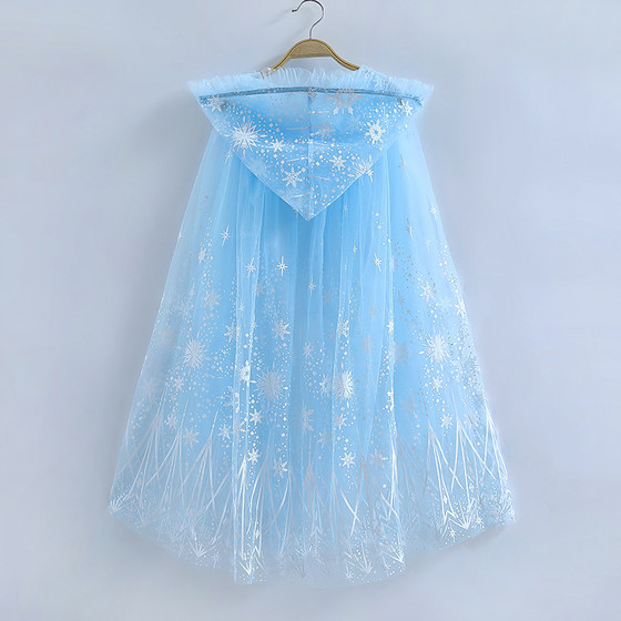 Girls summer thin new shawl floor-length Frozen Elsa princess cape baby birthday performance dress cape