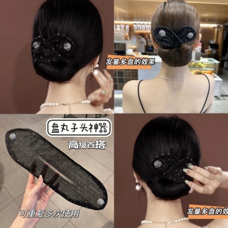 Mesh Bow Fabric Hair Accessories Baby's Breath Diamond Ball Hairpin Magic Twist Clip Rotating Hairband Female Hairstyle Artifact