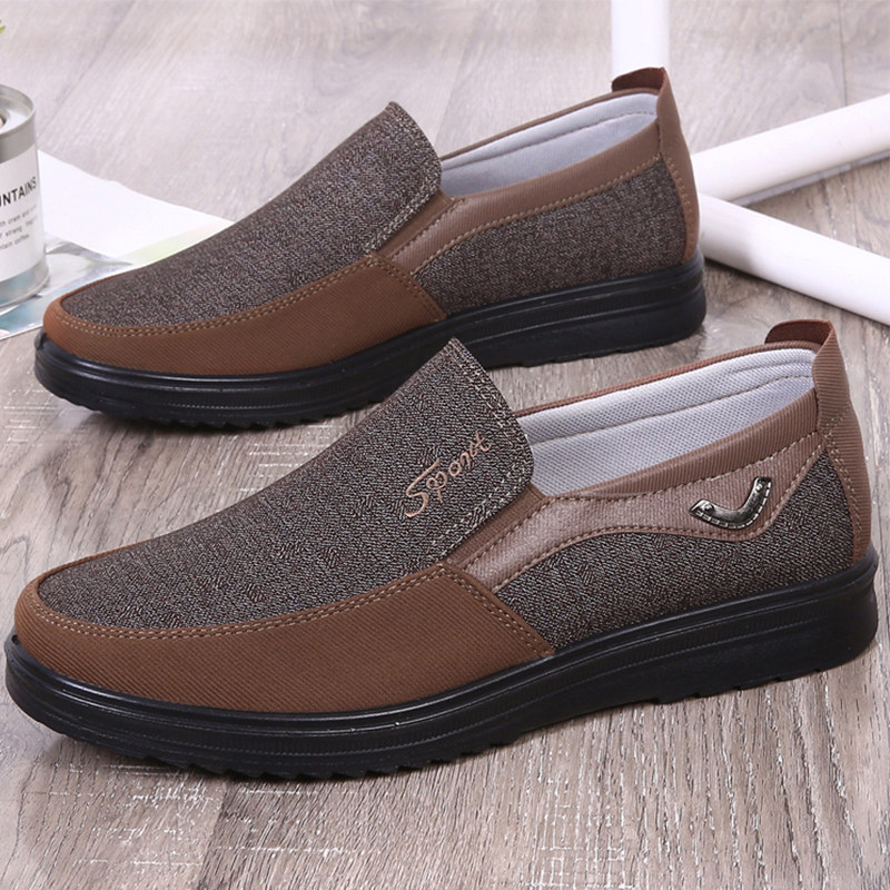 Men's shoes breathable old Beijing cloth shoes men's single shoes middle-aged and elderly dad shoes thick-soled non-slip soft-soled casual plus-size shoes