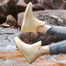 Japanese Fashion Lady Waterproof Shoes Day Series Rain Shoes Women Short Cylinder Spring Summer Rain Boots Kitchen Non-slip Car Wash Shoes