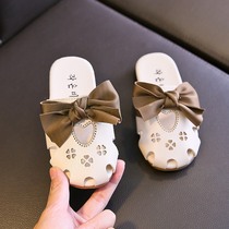 Japanese Children Slippers Baotou Womens Summer Fashion Shoes Butterfly Knot Little Princess Cave Shoes Girl Slippers Summer