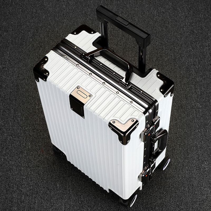White Suitcase Pull-Lever Box Travel Password Universal Wheels Aluminium Frame 20222426 Inch Right Angle Hard Large Capacity Huge
