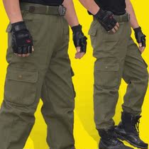 Work pants Mens work Wear Resistant Work Pants Spring Autumn Pure Cotton Loose Multi-Pocket Labor Pants Electric Welders Workwear