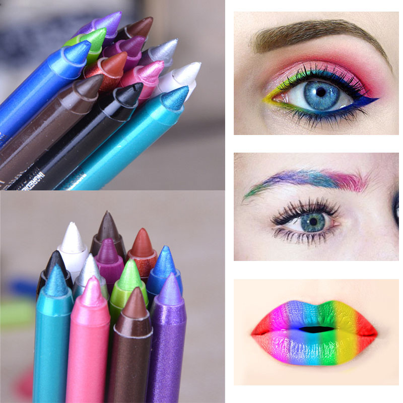 12 COLORS EYE LINER PENCIL GLITTER MATTE EYESHADOW PALETTE