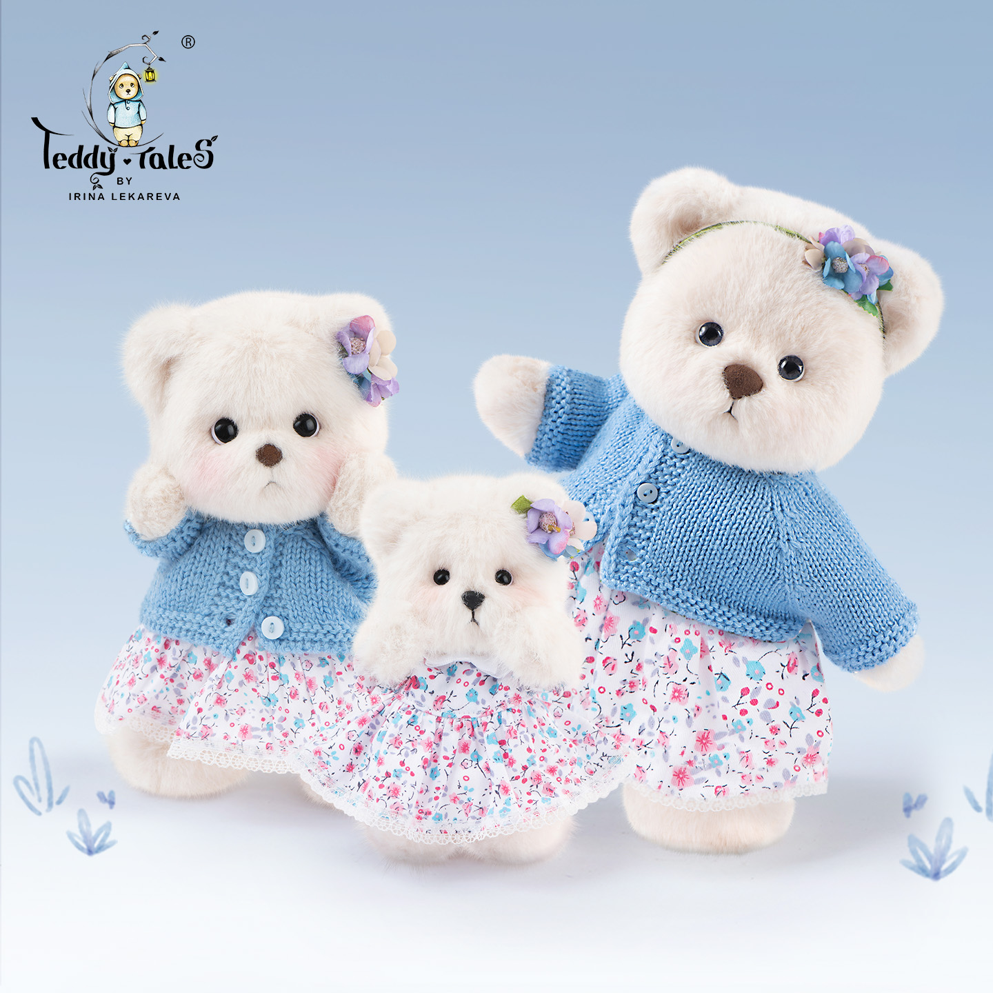 TeddyTales リナベア 忘れな草テディ ハンドメイド クマ人形 ぬいぐるみ ペンダント 女の子 誕生日プレゼント