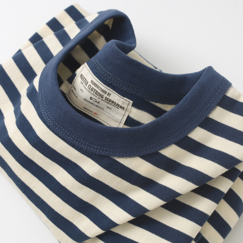 230g Light Blue Striped Sailor Shirt Short-Sleeve T-Shirt American Retro Loose Versatile Half-Sleeve Top for Men and Women Summer 230g Light Blue Striped Sailor Shirt Short-Sleeve T-Shirt American Retro Loose Versatile Half-Sleeve Top for Men and Women Summer