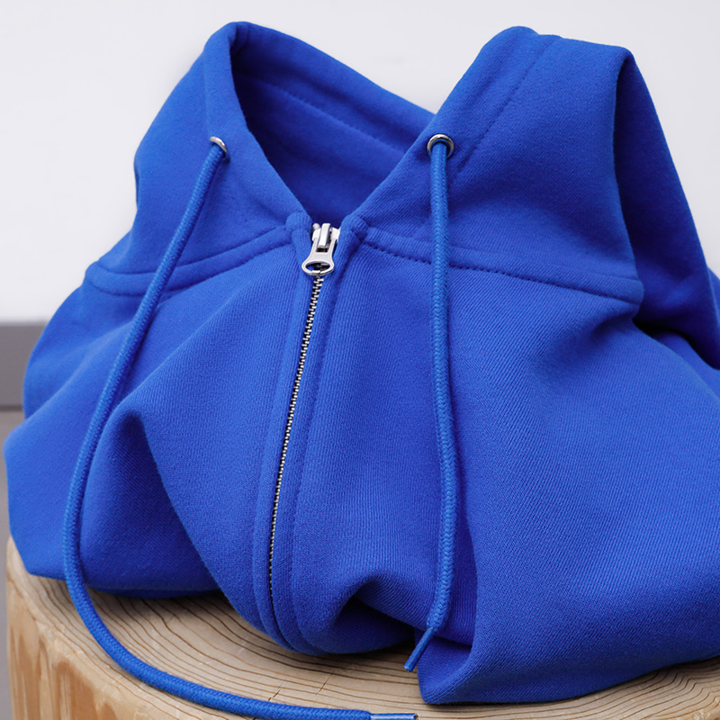Klein Blue Zip-Up Cardigan Hooded Slim-Fit Sweatshirt Royal Blue Heavyweight Solid Color Casual Knit Jacket Unisex Autumn