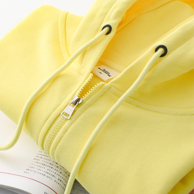 Lemon Yellow, Wear Vitality on Your Body! 310g Heavyweight Hooded Cardigan Sweatshirt for Men, Loose Casual Jacket for Women
