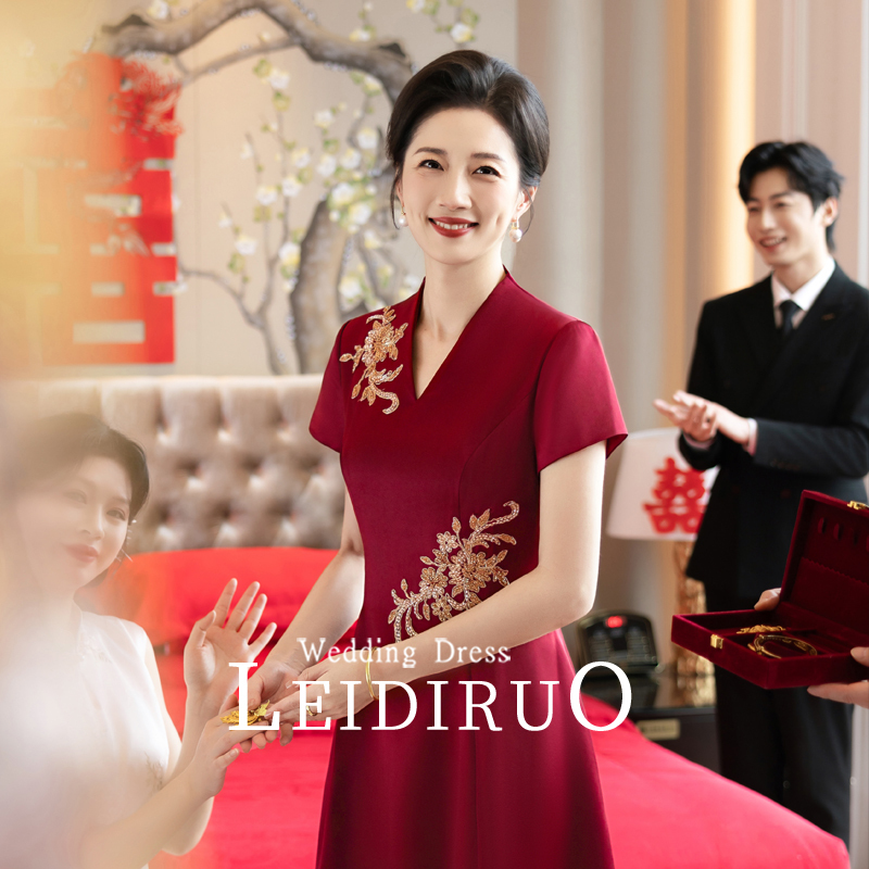 Leti Ruo's "Jinfan" Mother-Of-The-Bride Dress for the Wedding Banquet in 2026, Youthful and Elegant, Suitable for the Mother-In-Law, Wedding Cheongsam Dress for Spring