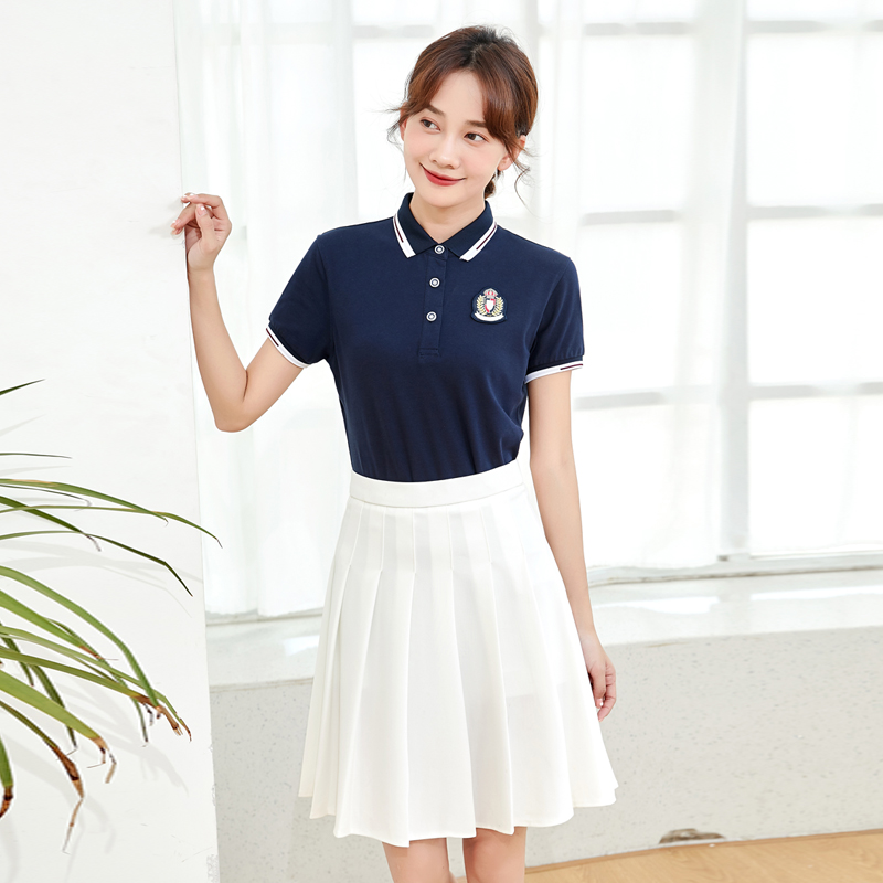 College style suit skirt kindergarten teacher garden clothes summer dress female teacher polo shirt custom logo kindergarten teacher overalls