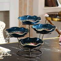 Металлическая синяя фруктовая тарелка