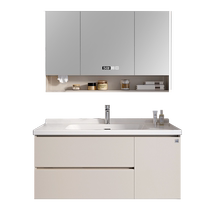 Gujia Home Cream Style Bathroom Cabinet Combination Ceramic Integrated Washbasin Cabinet Bathroom Bathroom Cabinet Washstand