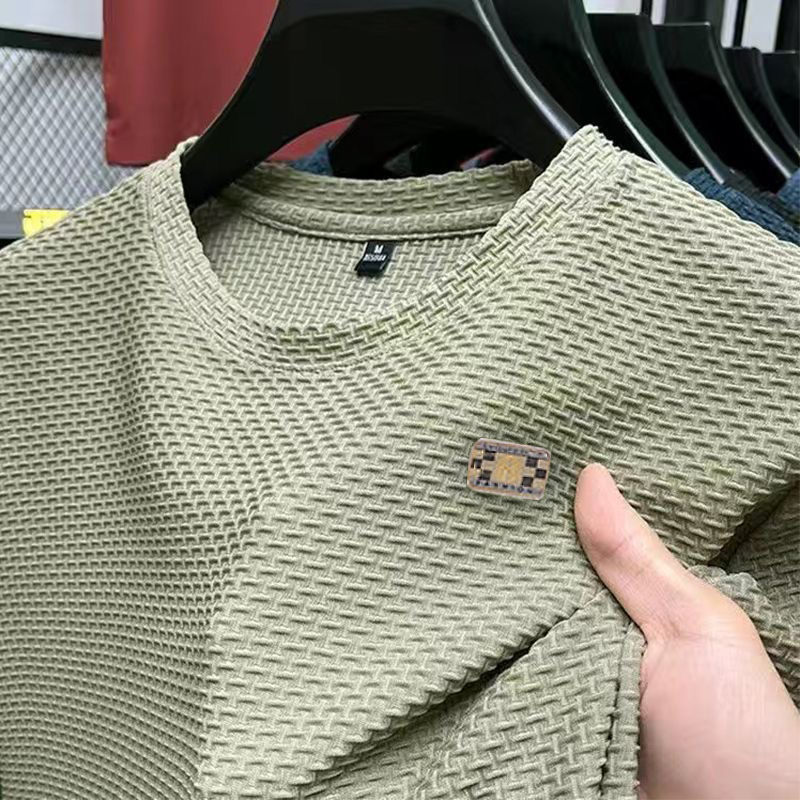Cheap Ice Silk Short-Sleeved Men's Summer Cool Breathable Trendy Round Neck T-Shirt Thin Large Size Youth Top Work Clothes Cheap Ice Silk Short-Sleeved Men's Summer Cool Breathable Trendy Round Neck T-Shirt Thin Large Size Youth Top Work Clothes