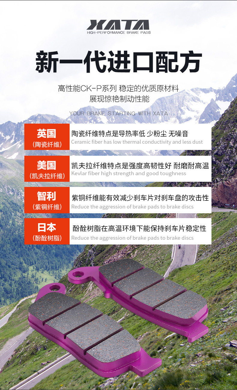XATA Lifan motorcycle KP250 LF250-3R front and rear brake pads disc brake pads brake pads brake accessories