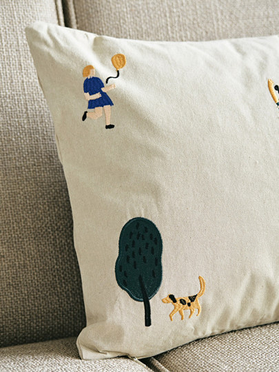 Danés Ferm Living cojín con diseño de pájaro bordado, funda de almohada de algodón orgánico, diseño de nicho, sofá para habitación de niños