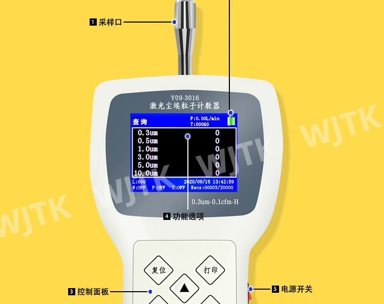 Máy đếm hạt bụi Máy dò hạt bụi bằng laser có độ chính xác cao Kiểm tra độ sạch của xưởng không có bụi