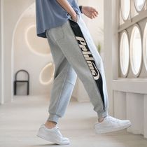 High-end trousers for men in summer thin leggings Japanese ice silk loose side color-blocking lines zippers casual wear