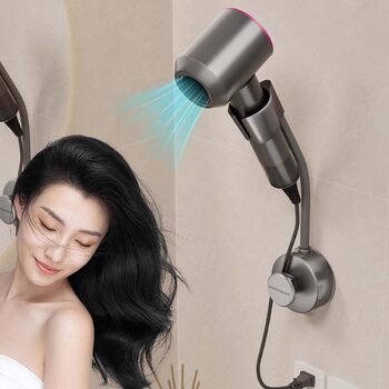 German 2026 New Model Hair Dryer Lazy Holder Storage Rack Frees Hands Hair Dryer Wall-Mounted Storage Gadget