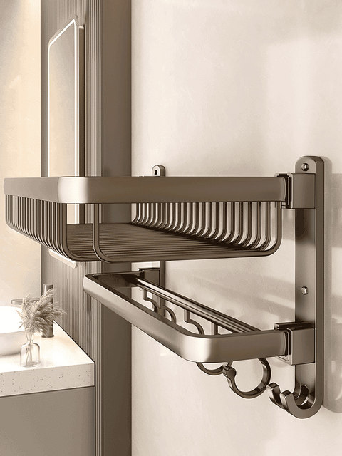 German high-end bathroom storage rack without punching wall-mounted toilet household towel rack space aluminum bathroom storage rack
