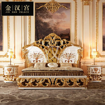 European-style aristocratic painted double bed French court solid wood wedding bed villa master bedroom white gold leaf luxury princess bed