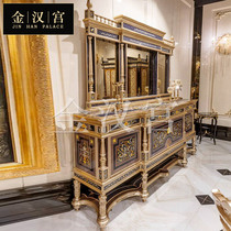 European-style restaurant solid wood carved sideboard French-style living room decoration locker tea cupboard villa furniture customization